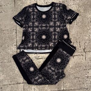 Black Bandana Print Lounge Set - Top & Joggers